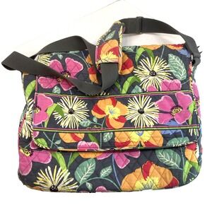 Vtg Vera Bradley Messenger Tote‎ Bag With Shoulder Strap JAZZY BLOOMS Laptop Bag